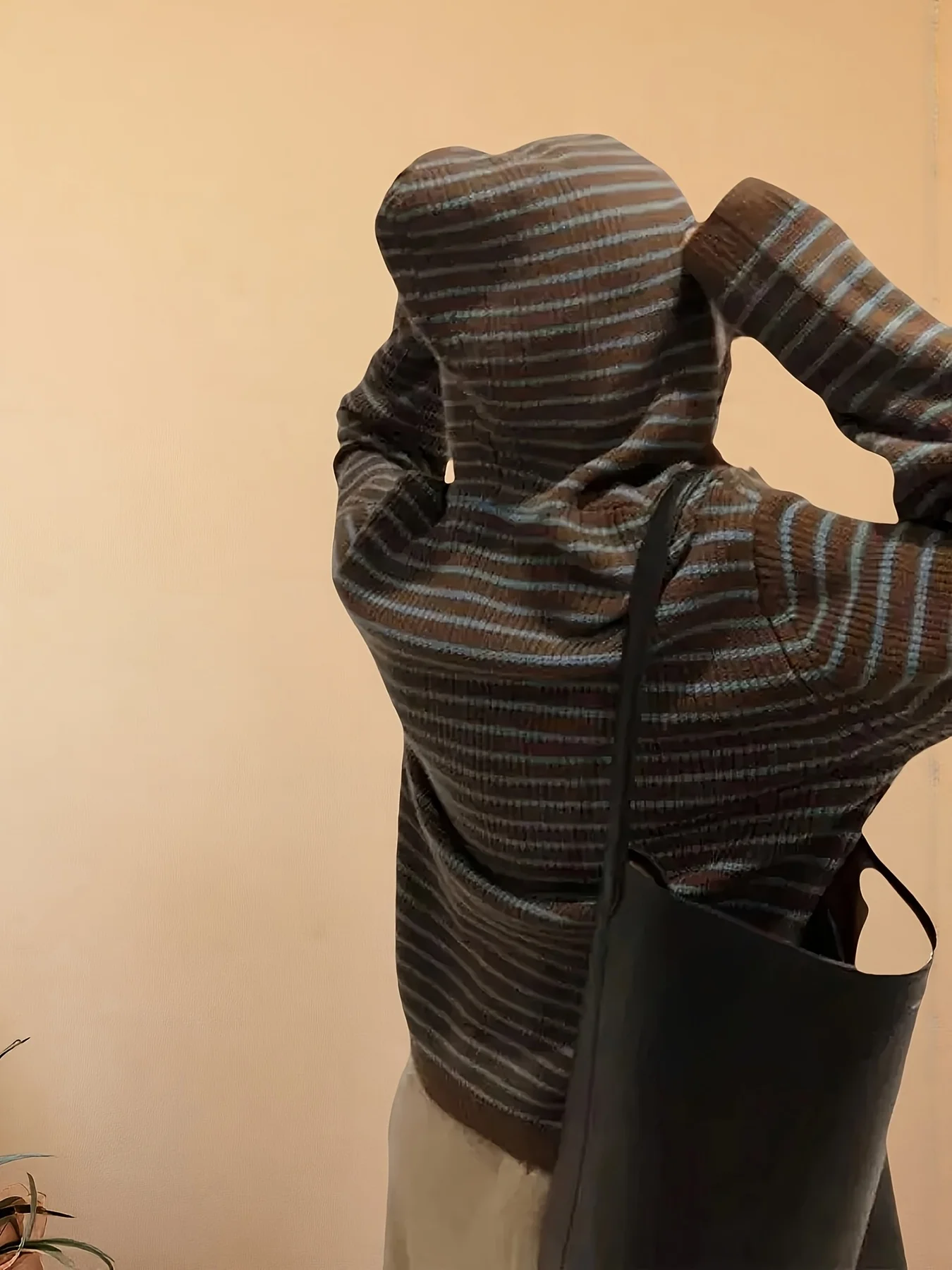 Women's Hooded Striped Sweater - All-Season Soft Tunic, Versatile Layering for Daily Wear. Hand Wash.