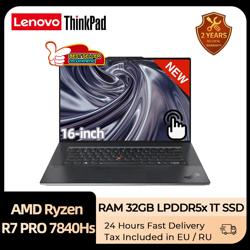 Lenovo ThinkPad Z16 2023 Laptop Ryzen 7 PRO 7840Hs Radeon RX 6550M RAM 32GB 1TB SSD 16 pollici WUXGA OLED Touch Screen Notebook PC