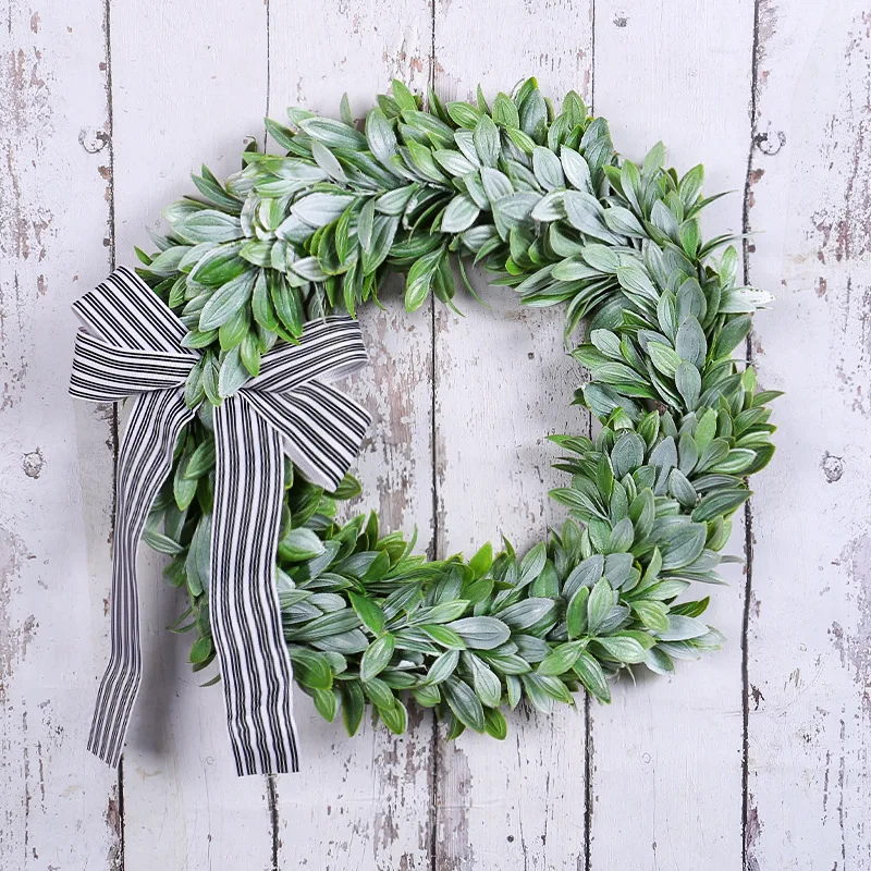 Yannew Artificial Green Eucalyptus Wreaths for Front Door Spring Summer Wreath with Olive Leaves Berry Indoor Outdoor Wall Decor