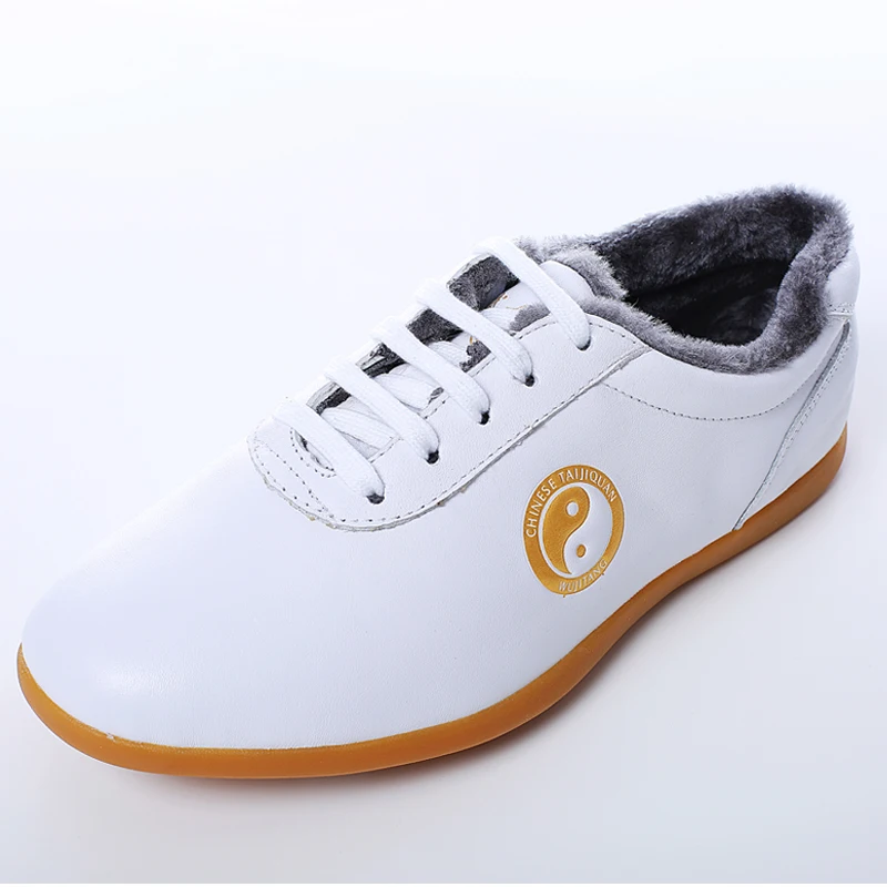 الشتاء جلد البقر الحقيقي تاي تشي الأحذية سماكة للكونغ فو الووشو فنون الدفاع عن النفس لينة مرنة وحيد خفيفة الوزن الرجال النساء