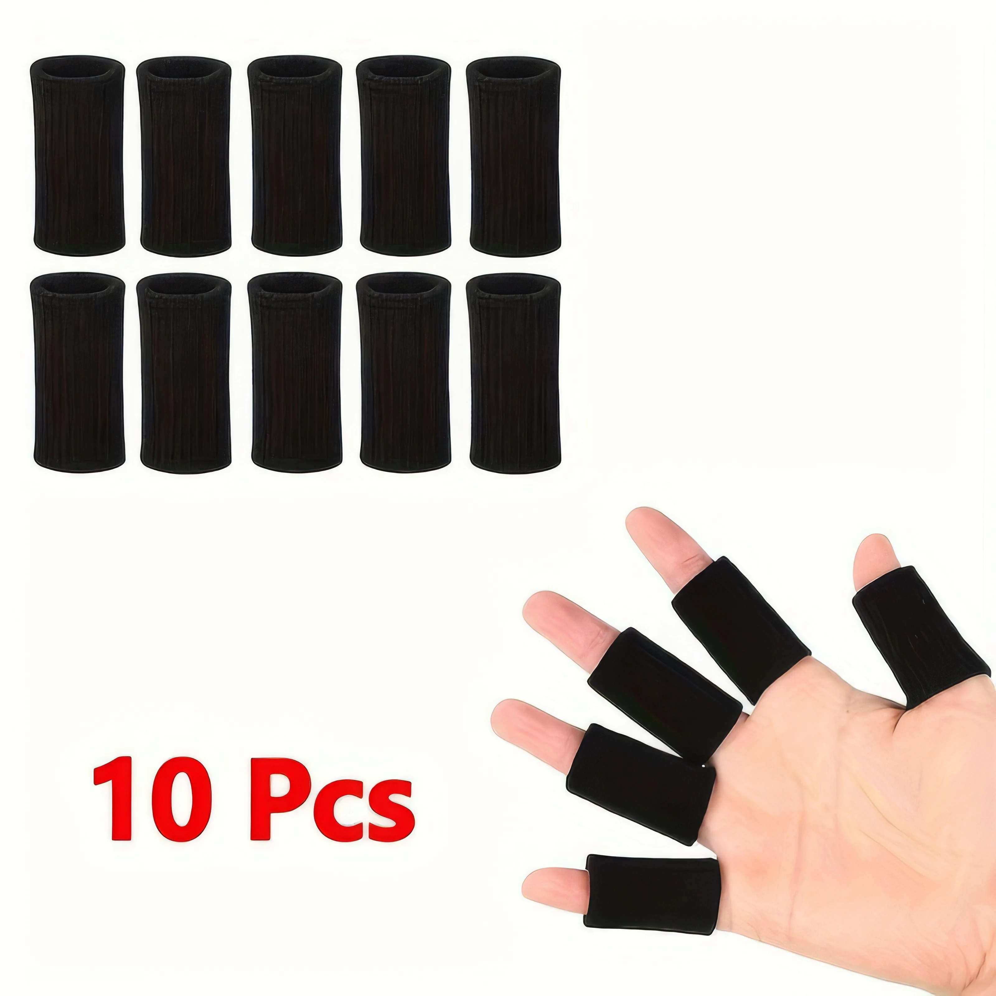 

Черные эластичные рукава для пальцев для занятий спортом и поддержки суставов (упаковка из 10 шт.)