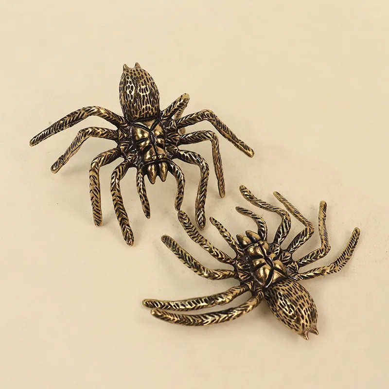 Creative Brass Spider Figurine - Miniature Copper Insect Desktop Decor, Vintage Tea Pet & Craft Collection