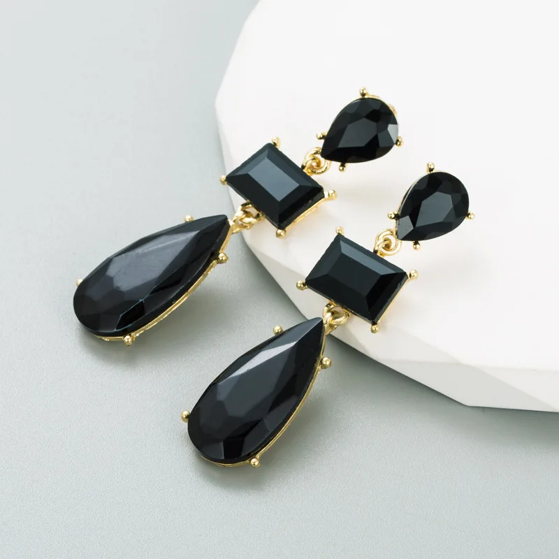 ins style exaggerated personality alloy diamond-encrusted geometric earrings women's Japan and Korea light luxury niche high-end
