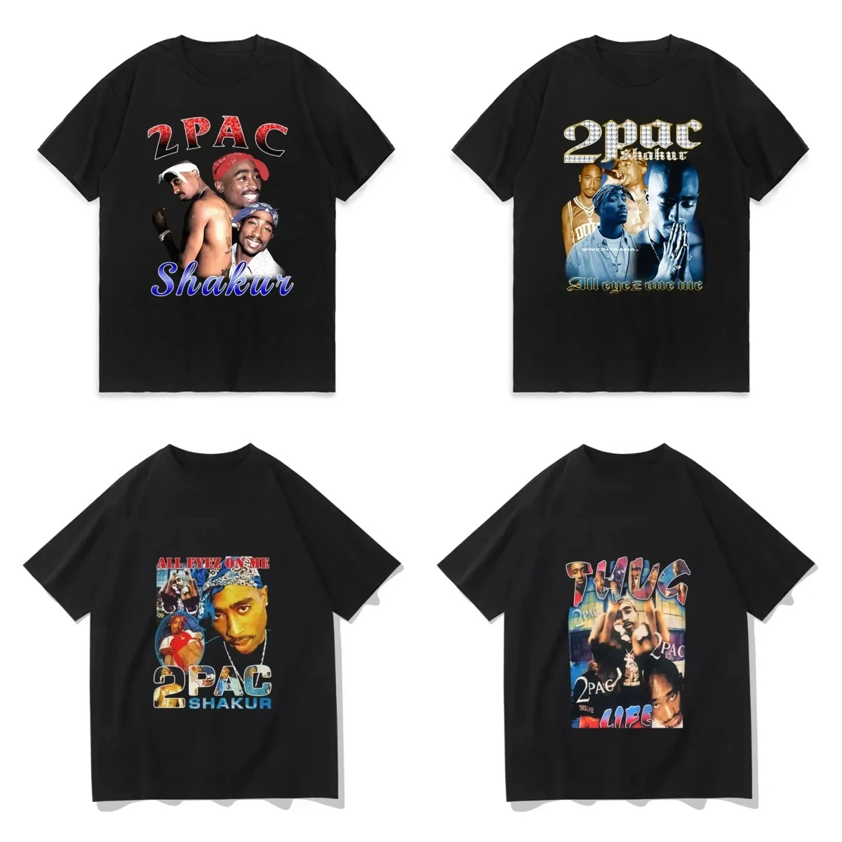 

Unisex High Quality Tupac Rapper Summer T-Shirt Loose Short Sleeve Comfortable Hip Hop Streetwear Top for All Ages