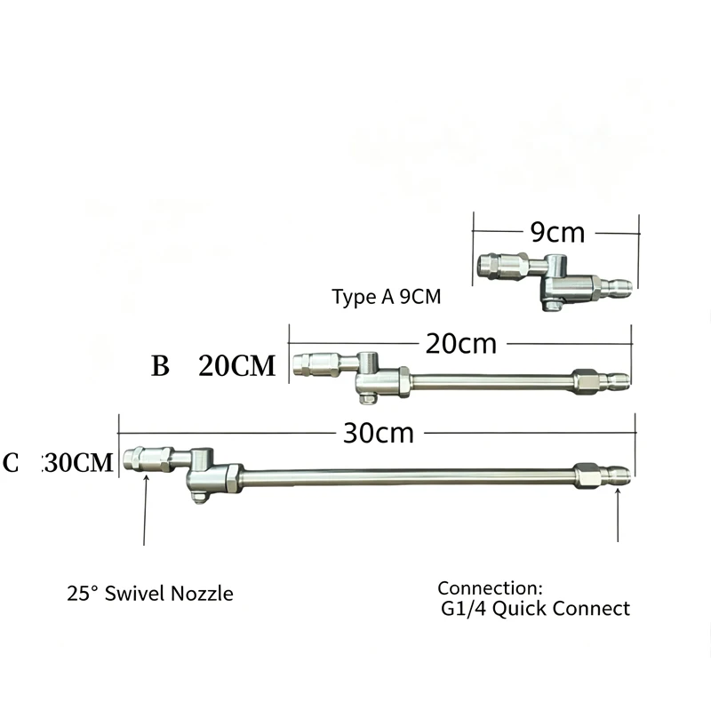 360 ° Schwenkbarer AC-Reinigungsstab mit 25 ° Fächerdüse – 1/4" Schnellanschluss, universell passend, Weitwinkel-Schwenk-Sprühdüse – Detail 5