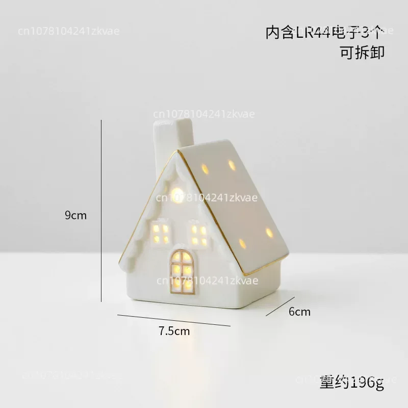 Christmas tree house creative ceramic ornaments luminous snow house snow house scene arrangement tabletop small ornaments