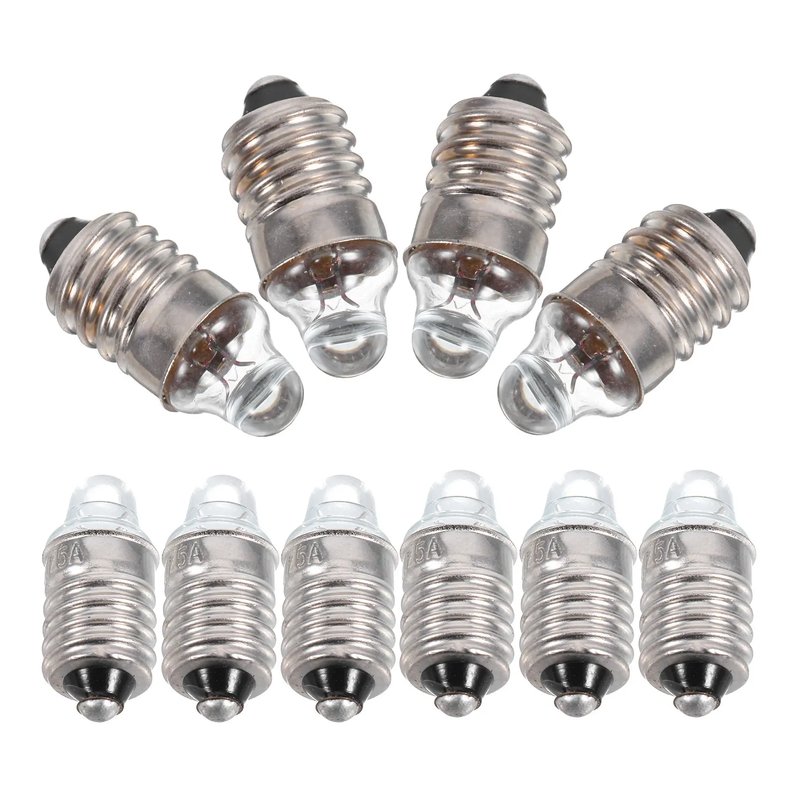 10Pcs Miniature Light Bulbs E10 Threaded Base Compact Portable LED Bulbs for Flashlight Replacement Small Devices