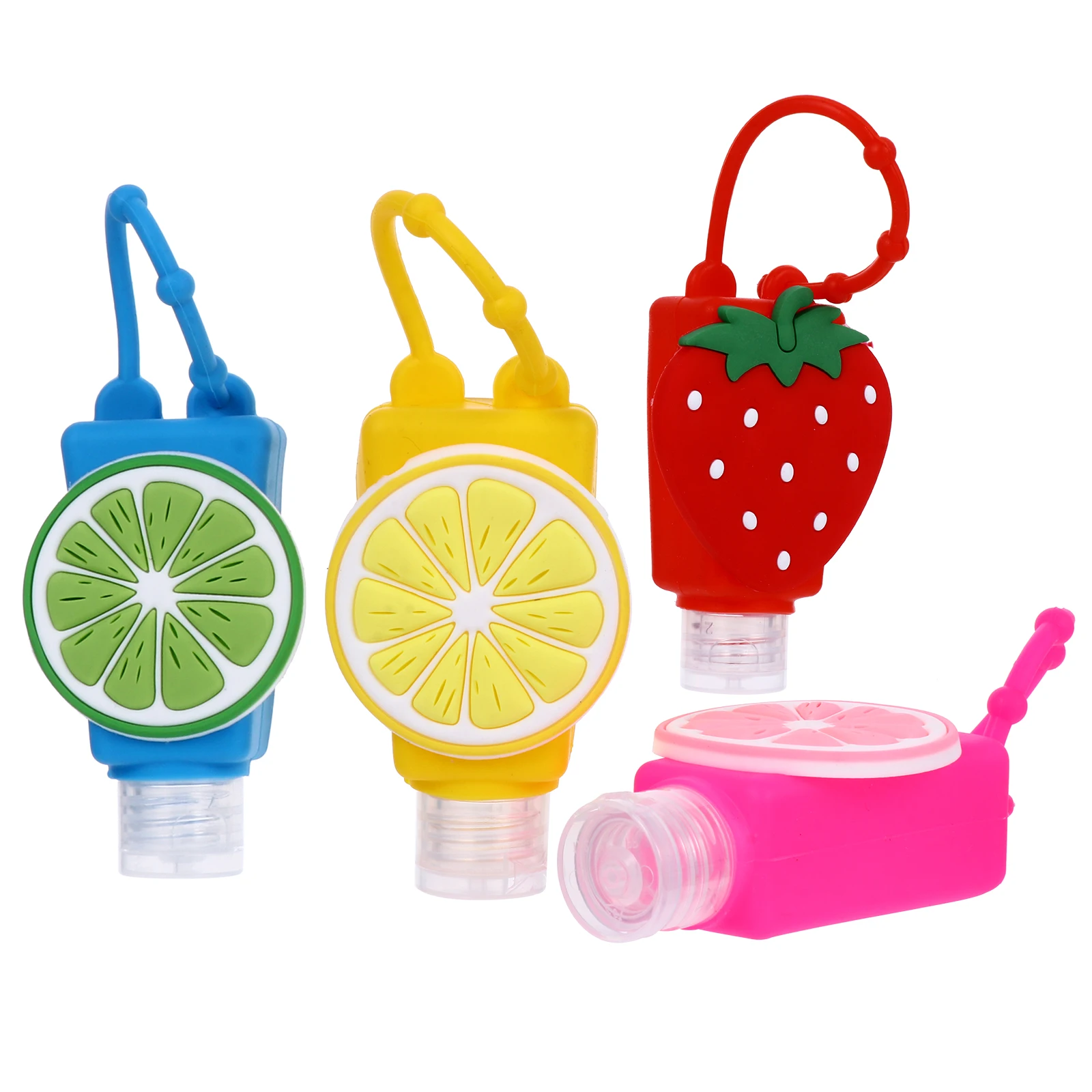 

4Pcs Travel Bottles Empty Containers for Body Lotion Cartoon Fruit Patterns Small Plastic Portable Hand Liquid Soap