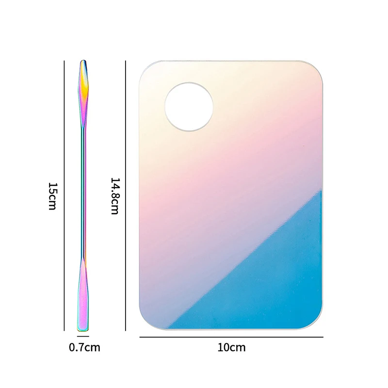 Tavolozza per il trucco a 5 pozzetti da 2 pezzi con spatola tavolozza per la miscelazione di artisti cosmetici per Nail-Art in acciaio inossidabile per la miscelazione di fondotinta argento
