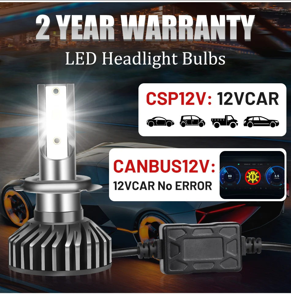 H7 H11 LED Headlight 20000LM H8 H9 CSP 120W HB3 HB4 9005 9006 H1 Canbus No Error 6000K 8000K For BMW E46 E60 E90 F10 F20 F30 E36