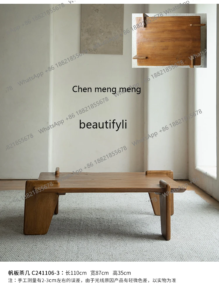 

Coffee Table Solid Wood Tea Table Living Room Japanese Wabi-Sabi Style Table H