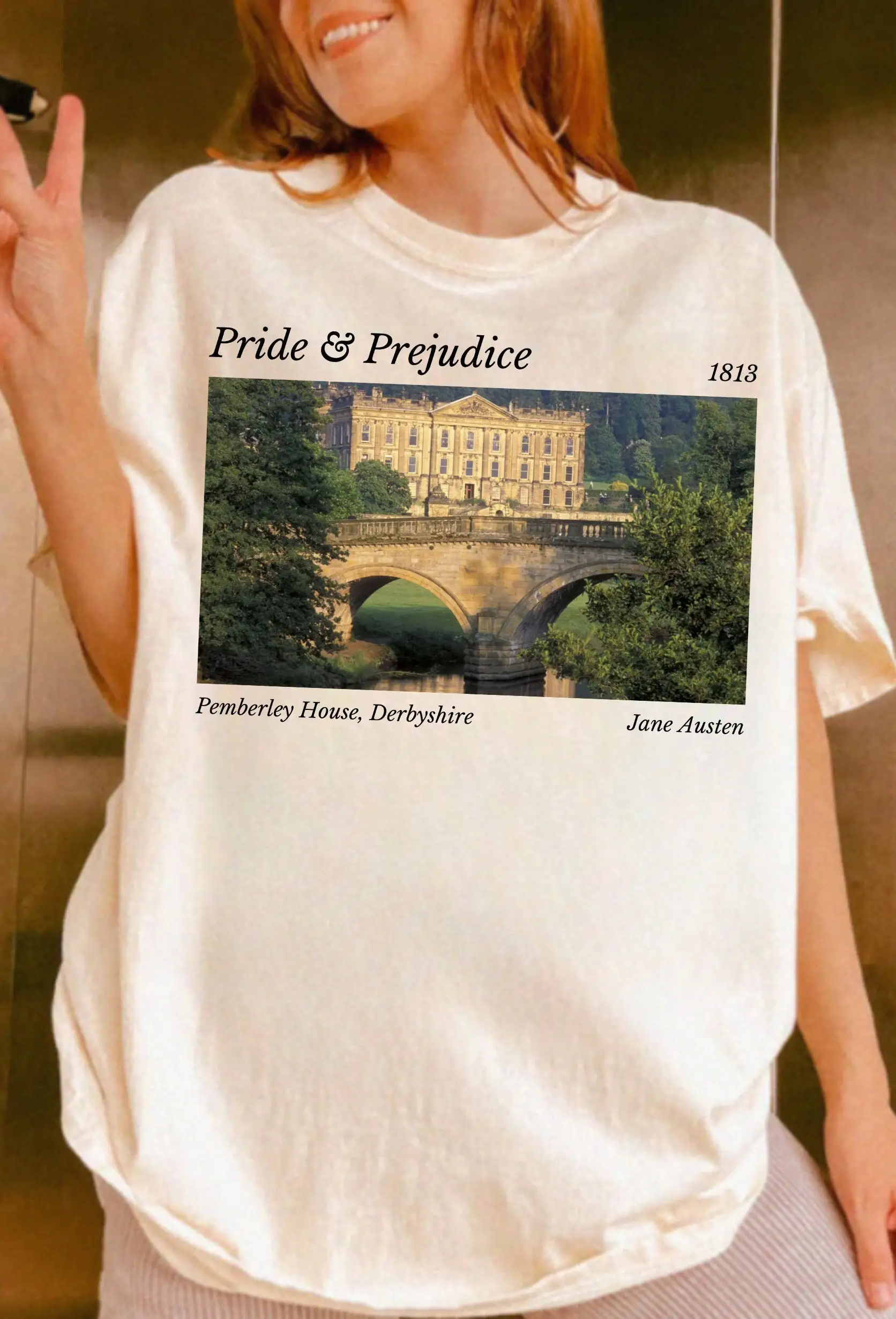 Comfort Colors Pride And Prejudice T Shirt Pemberley House Mr Darcy Elizabeth Bennet Jane Austen Book Lover