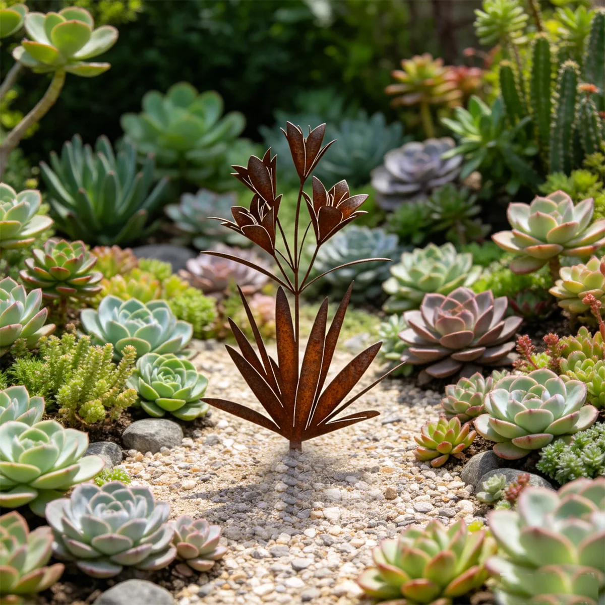 Estaca decorativa de hierro para jardín, estaca decorativa con forma de agave, decoración para césped al aire libre, decoración para jardín, adecuada para entornos domésticos de estilo moderno, minimalista, industrial o natural, puede añadir un toque espe