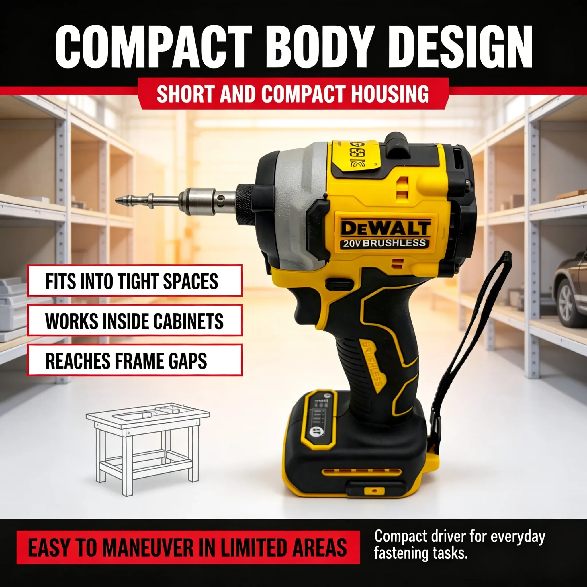 DEWALT DCF850 High Torque Impact Driver 205Nm 20V MAX Brushless 1/4