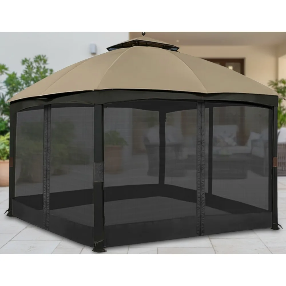

Universal 12'x14' Gazebo Mosquito Netting, 4-Panel Screen Curtain with Zippers, Easy Install Outdoor Canopy Protection