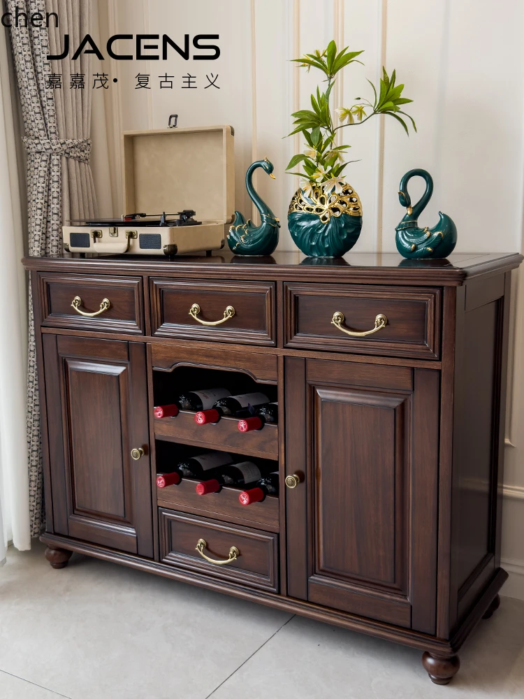 

LXC Retro Country Wine Cabinet Home Solid Wood Wall-Mounted Storage Cabinet Restaurant Storage Cabinet
