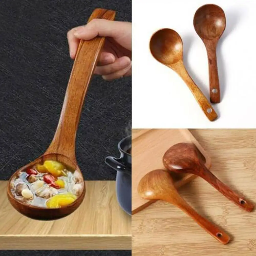 Cuchara de sopa de madera, colador de arroz con mango largo, cuchara para sal y azúcar, espumadera, cucharadita, utensilio de cocina de madera Natural ﻿ Madera natural