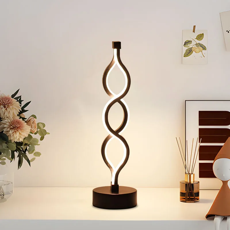 Wholesale Modern 3 Color Simplicity Spiral Music Different Shapes Bedside Decor Light LED Bedroom Dimmable Table Lamp desk lamp