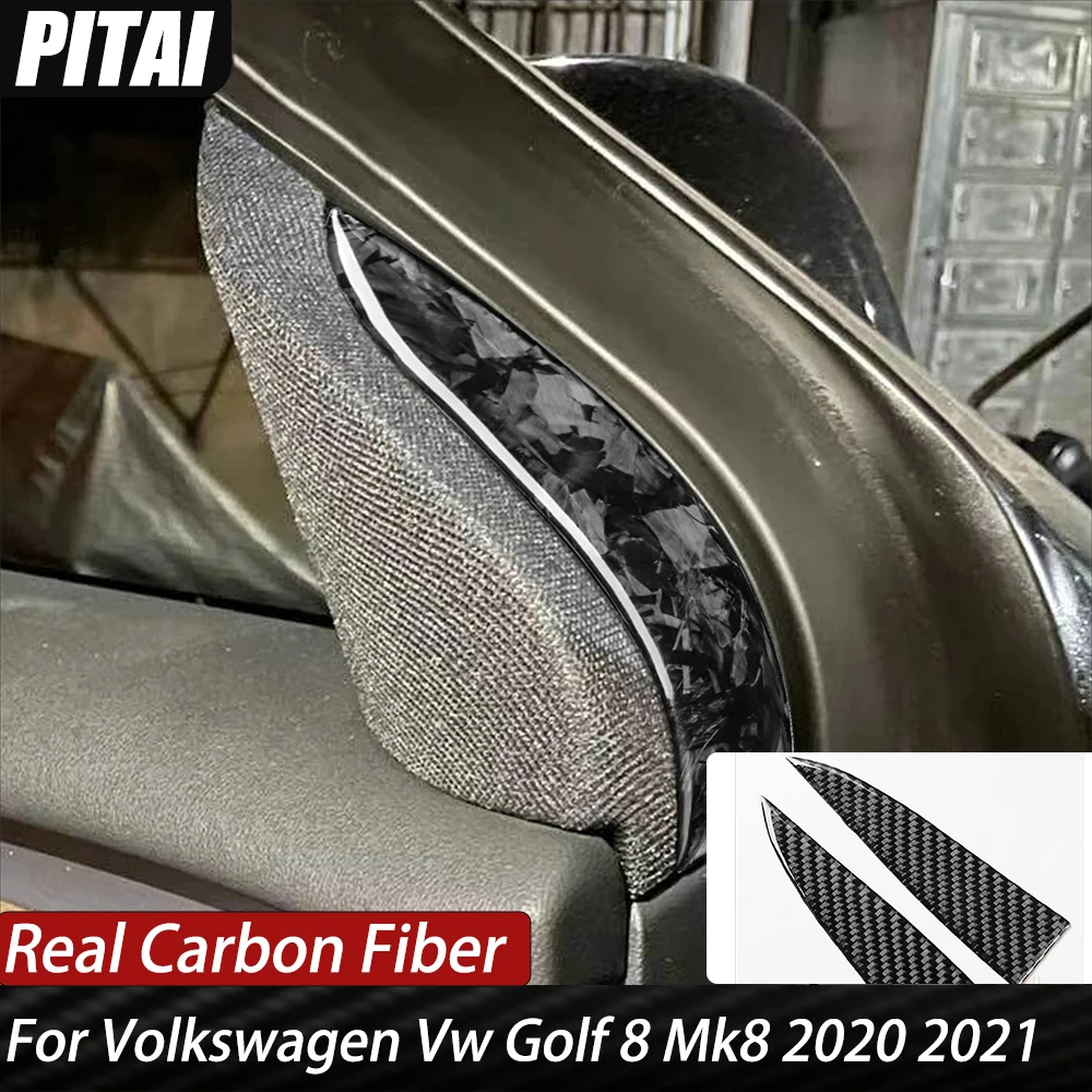 For Tesla Model Y 2020-2023 Carbon Fiber Forged Dashboard Both Side Speaker Audio Cover Trim Car Interior Accessories Sticker