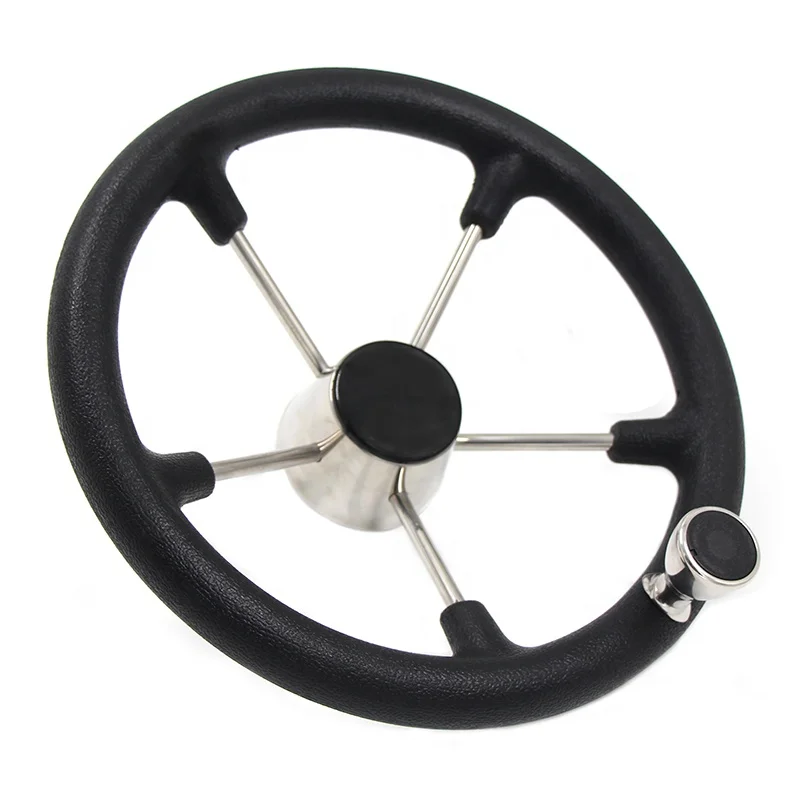 Wholesale wini bo Stainless Steel Black Nautical Wheel Control Part 343mm-393mm for Marine Boat Control