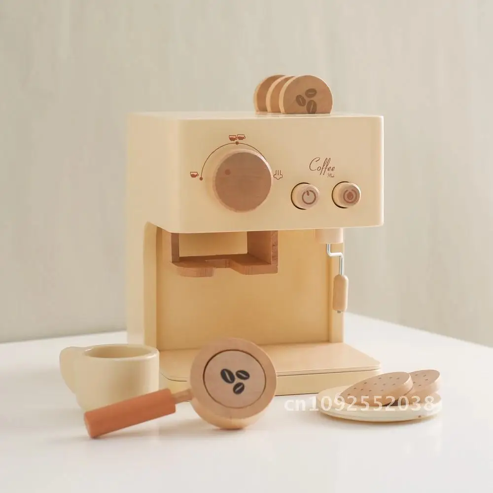 Kids Wooden Montessori Toy Set Children's Coffee Machine Cosplay Children Educational Toys Toys Kitchen Gifts House