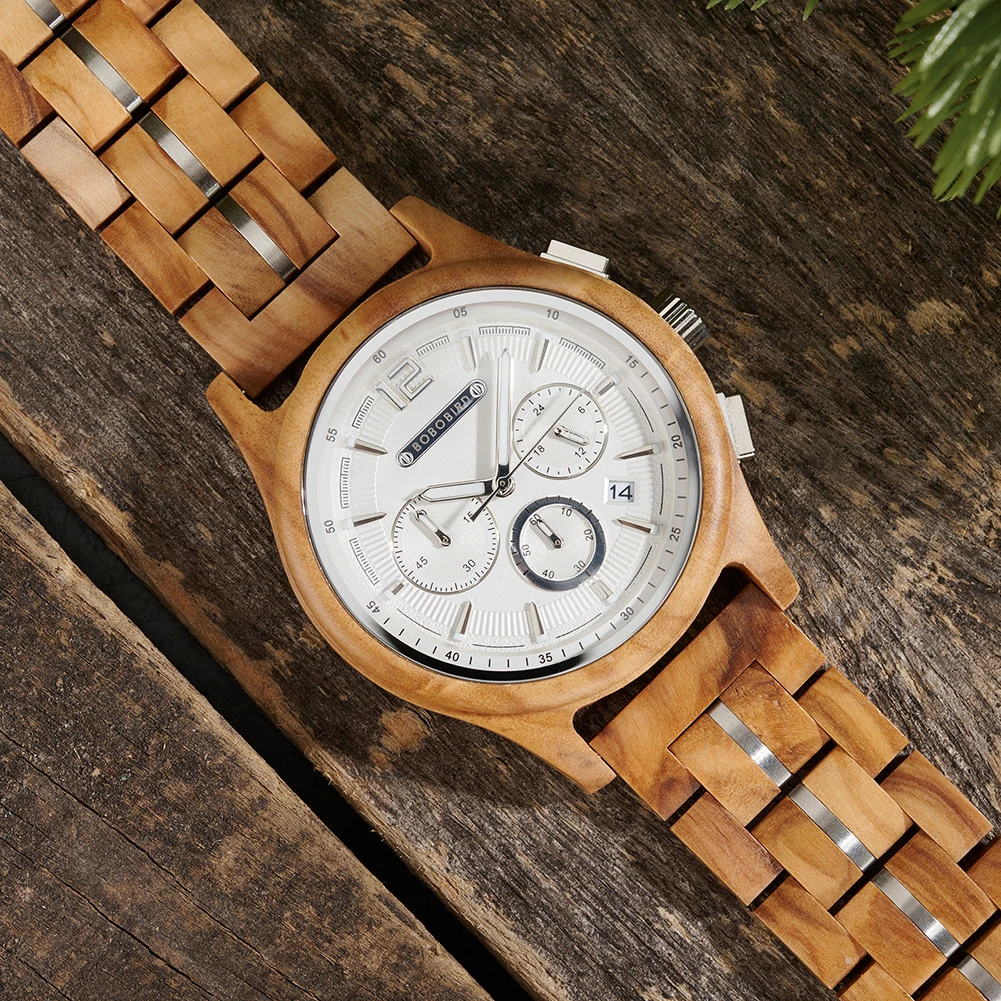 BOBOBIRD Orologio da uomo in legno Orologio da polso di lusso al quarzo Orologio Orologio in legno naturale ecologico Regalo per lui Supporto Dropshipping