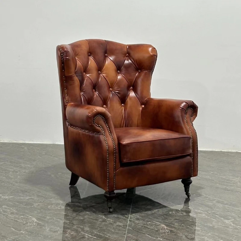 

American sofa chair single high back tiger chair industrial style cigar bar hotel coffee shop European style furniture