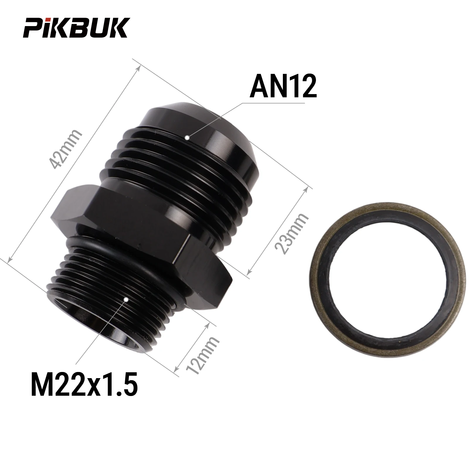 PIKBUK Aluminium AN6 AN8 AN10 AN12 auf M10/12/14/16/18/20/22x1.5 Adapter Flare-Fitting Auto-Schlauchanschluss Stecker Ölkühler-Anschluss