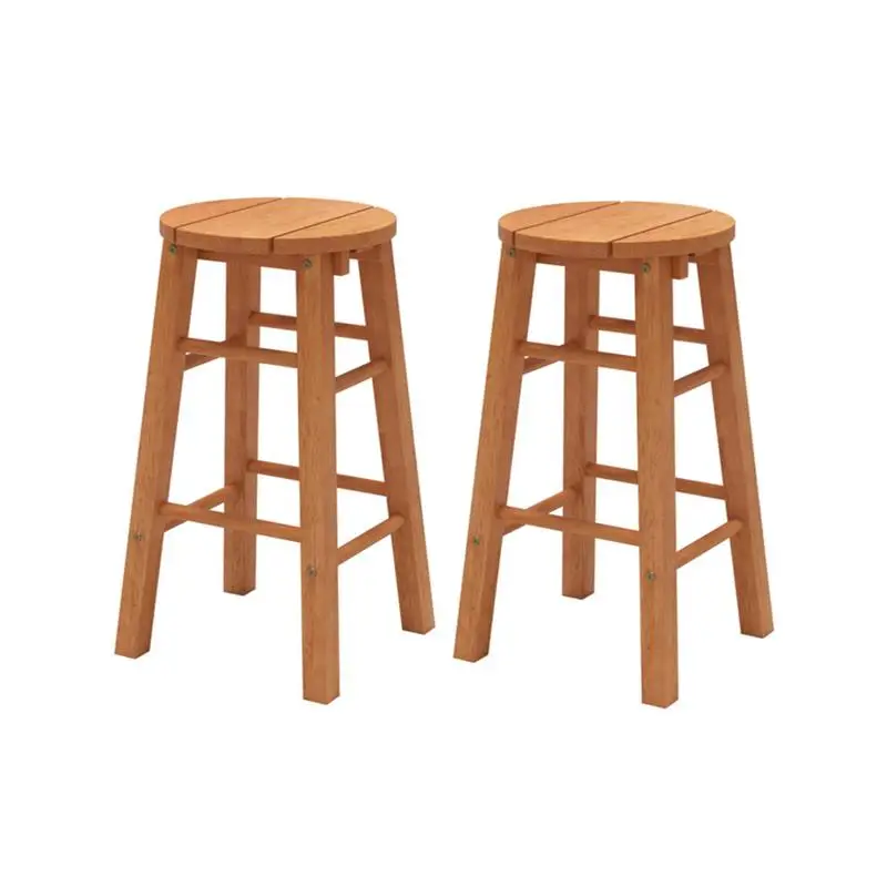 2 Pcs Wood Round Bar Stools - Stylish & Sturdy Height Adjustable Seating for Kitchen, Pub, or Dining Room