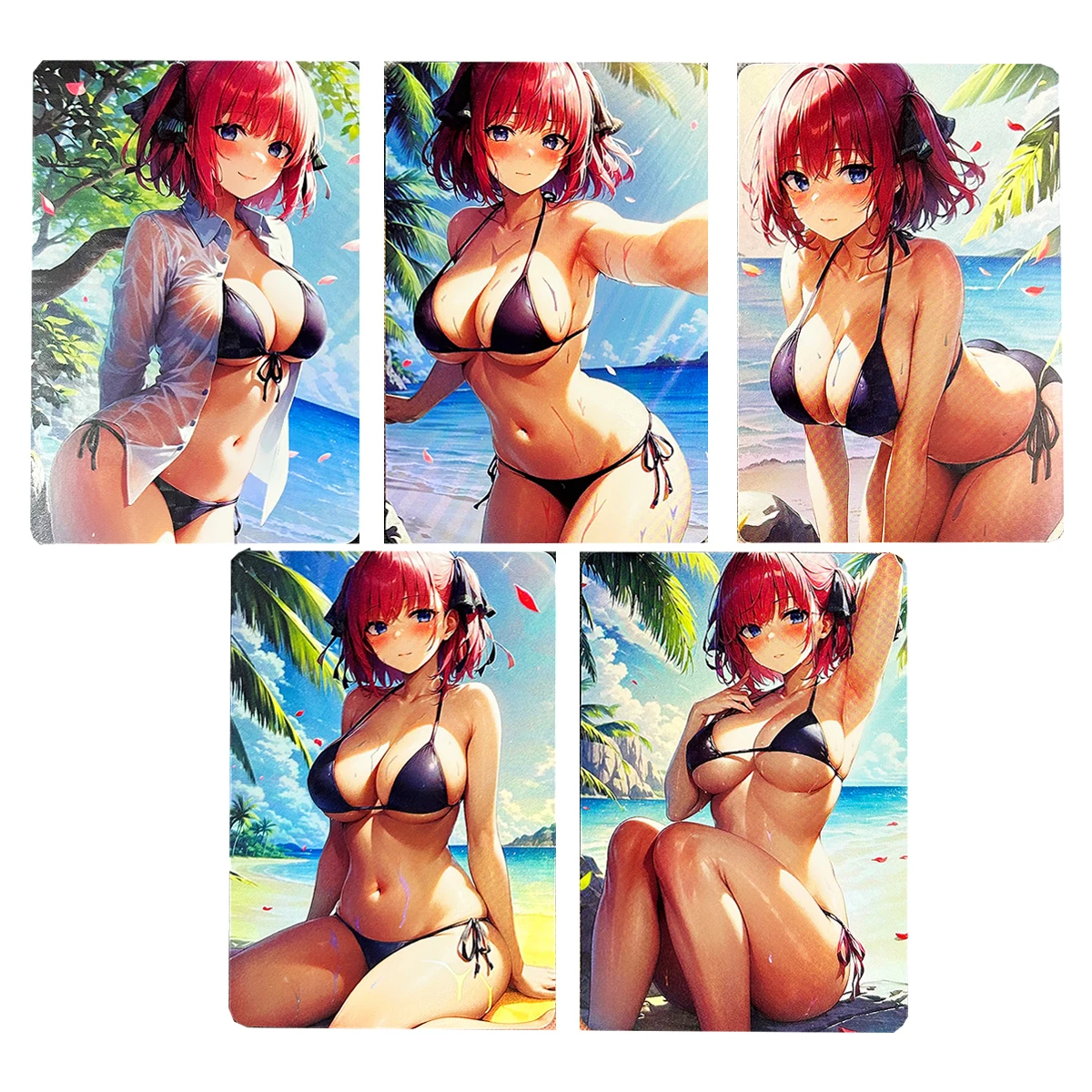 

Self Made 5Pcs/set The Quintessential Quintuplets Nakano Nino Collection Card Refraction Color Flash Card Anime Card Gift Toy