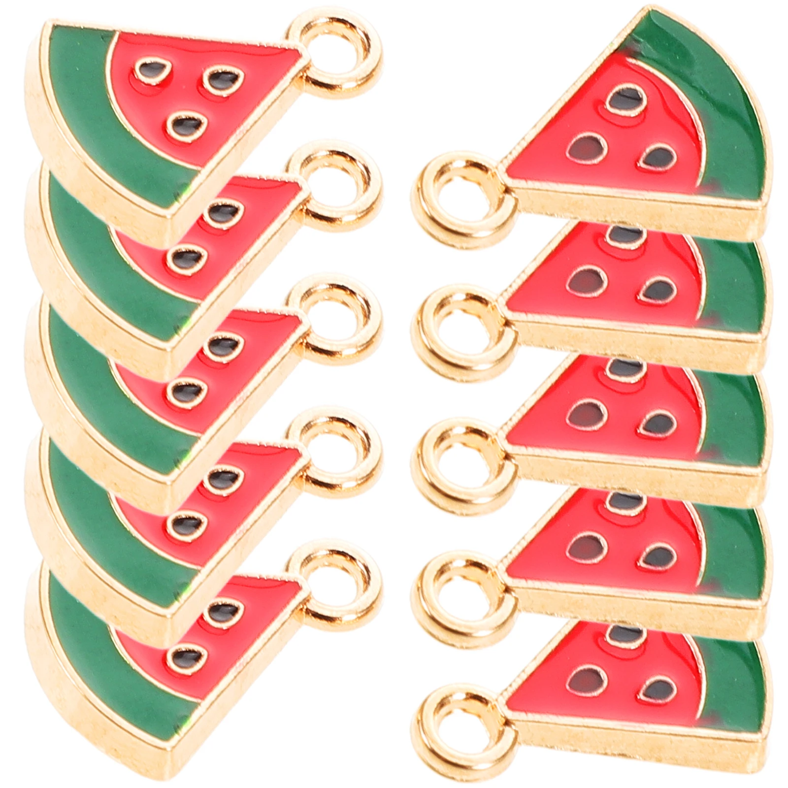 

20pcs Mini Watermelon Earrings Alloy Pendant Charm DIY Necklace Key Chain Jewelry Making Pendants Creative Durable Stylish