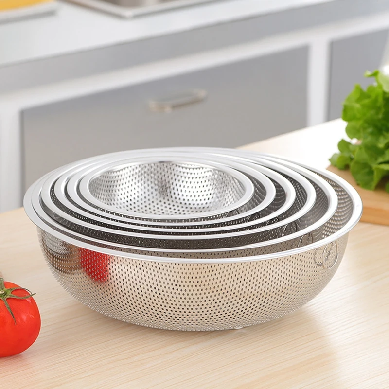 Kitchen Mesh Net Food Rice Strainer Removable Colander Basket Dish Sink Drain Pan Stainless Steel Vegetable Fruit Washing Gadget