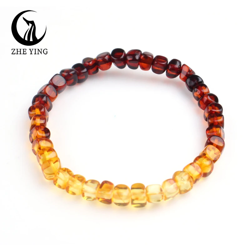 Natural Rainbow Amber Bracelets 5-7mm Gradient Cube Square Irregular Beads DIY Casual Trendy Women Men Jewekry Ambar Anklet Gift