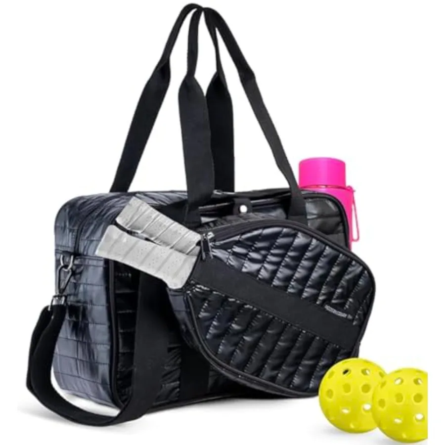 

Pickleball Bag for Women with Detachable Paddle Case Fence Hook and Expandable Water Bottle Holder Specialized Pickleball Tote