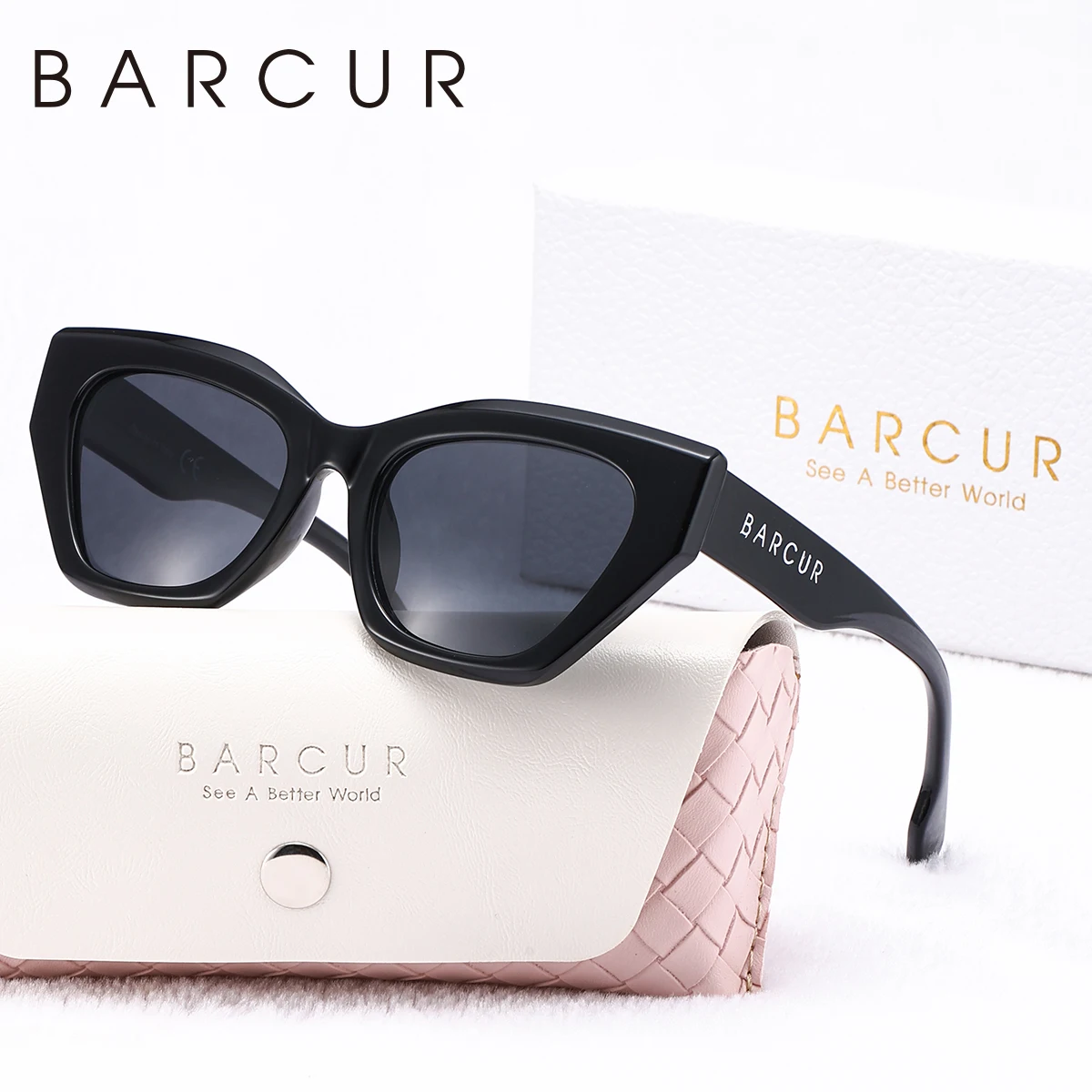 BARCUR 1pcs High-Quality Polarized Sunglasses Irregular PC Thick Frame Design Creative Color Shopping Party Women Sunglasses