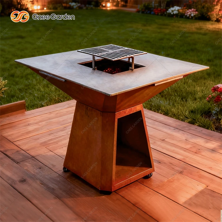 Modern Powder Coated Camping Corten Steel Charcoal BBQ Grill Fire Pit