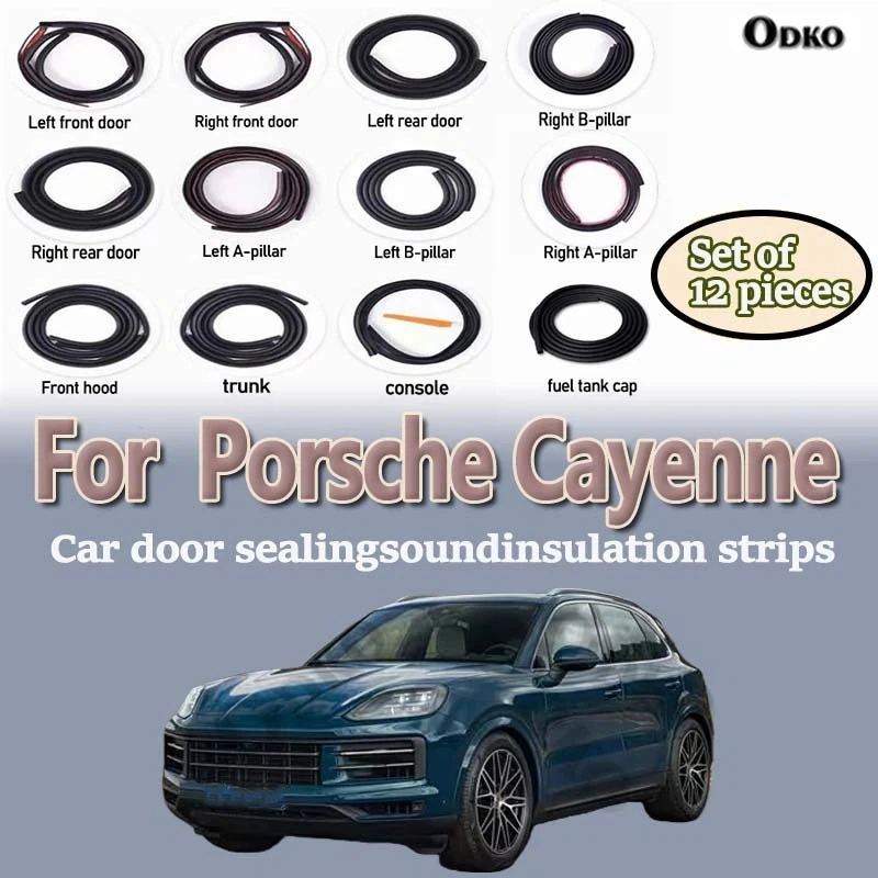 Car Door Seal Strip Rubber Noise Insulation Dustproof Seal Strip Not easy to Fall off For Porsche Cayenne Car Accessories 12Pcs