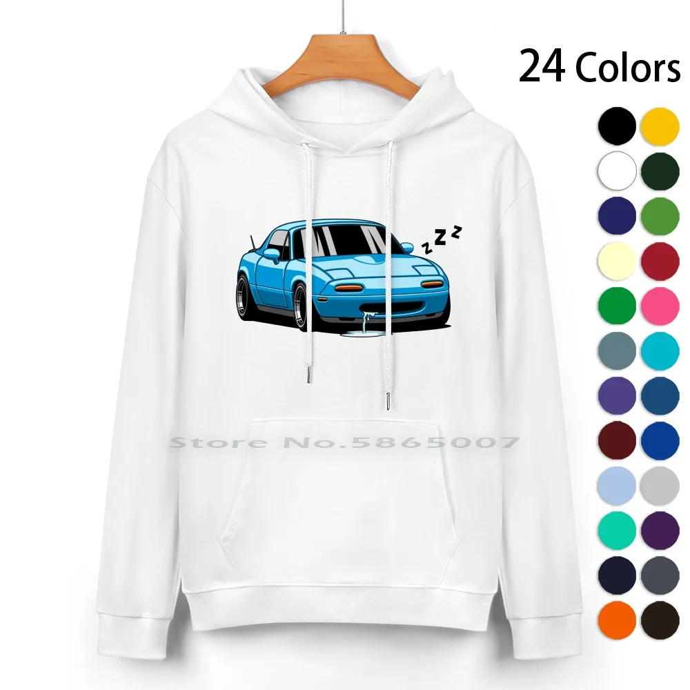 Sleeping Miata Ii ( Blue ) Pure Cotton Hoodie Sweater 24 Colors Miata Cute Cars Automotive Jdm Japanese Stance Drift Rotary