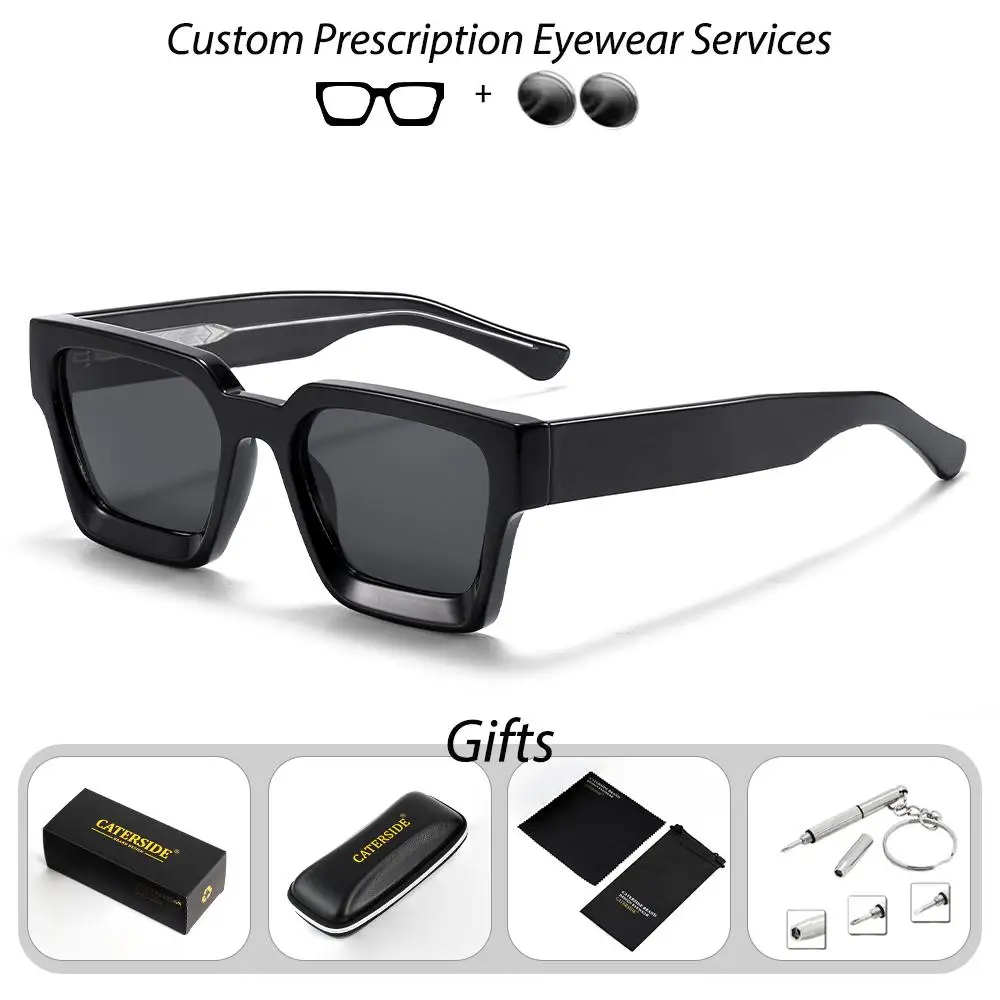 CATERSIDE Vintage Herren-Korrektionsbrille, verdickte quadratische optische Sonnenbrille für Damen, modische Brille für Outdoor-Fahrten – Detail 22