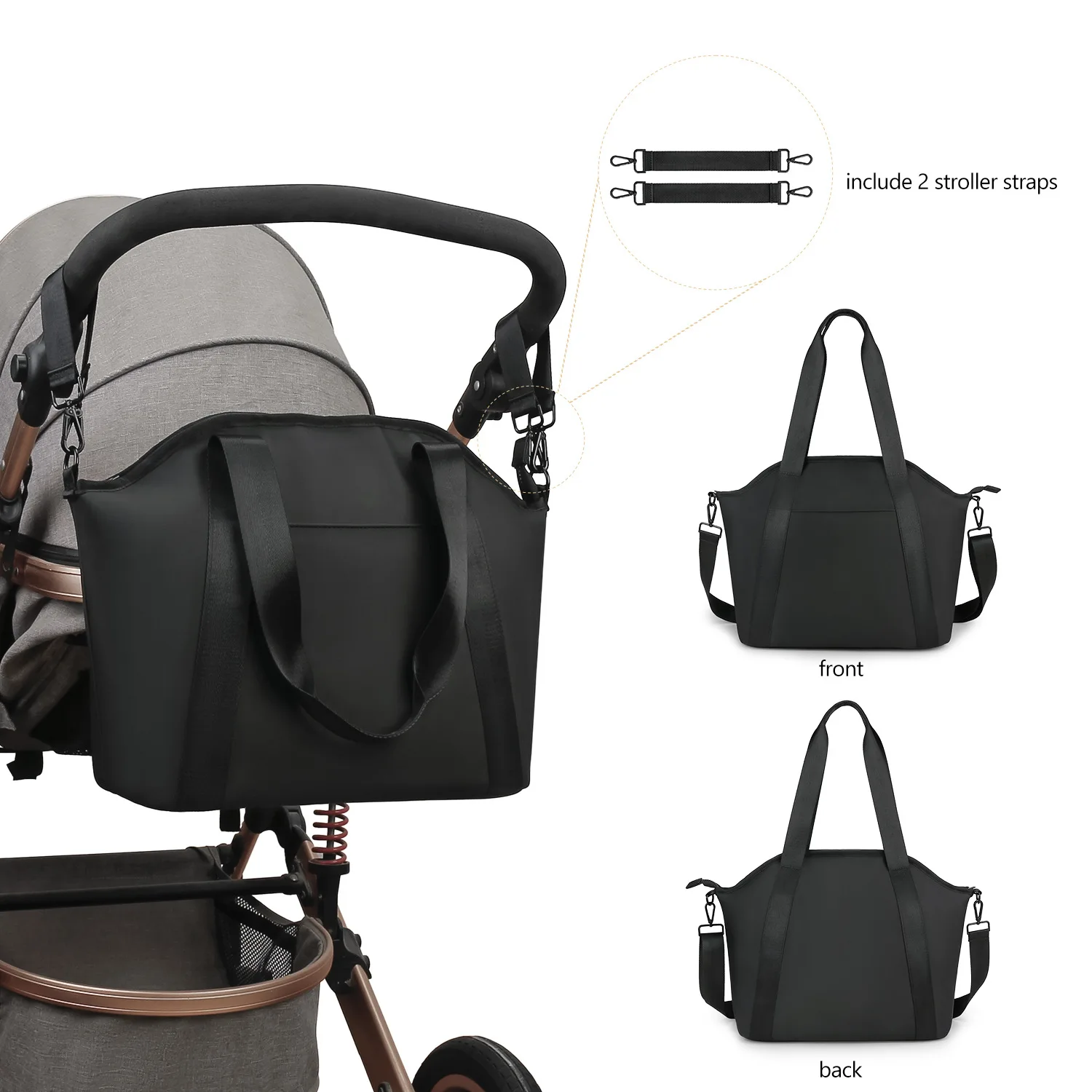 PU Leather Stroller Diaper Bag Portable Shoulder Mommy Handbag For Baby Travel Essentials Bottles Diaper Waterproof Storage Bag