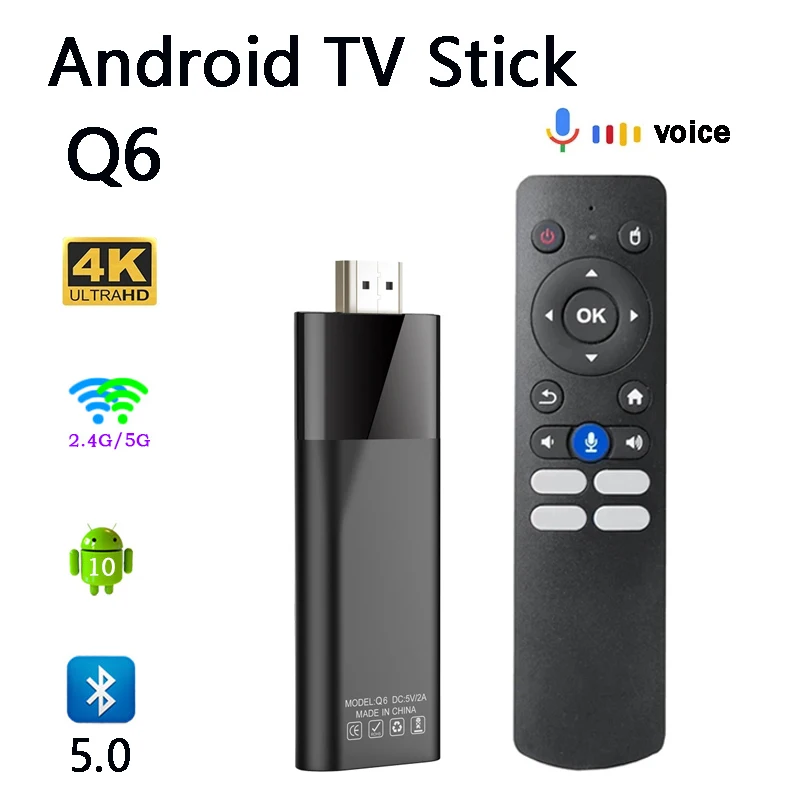 

Q6 ТВ-стик Allwinner H313 четырехъядерный Cortex A53 HDMI2.0 двойной Wi-Fi 4G 5G Android 10 телевизор 2 ГБ 16 ГБ BT 5,0 HD 4K Smart TV Stick