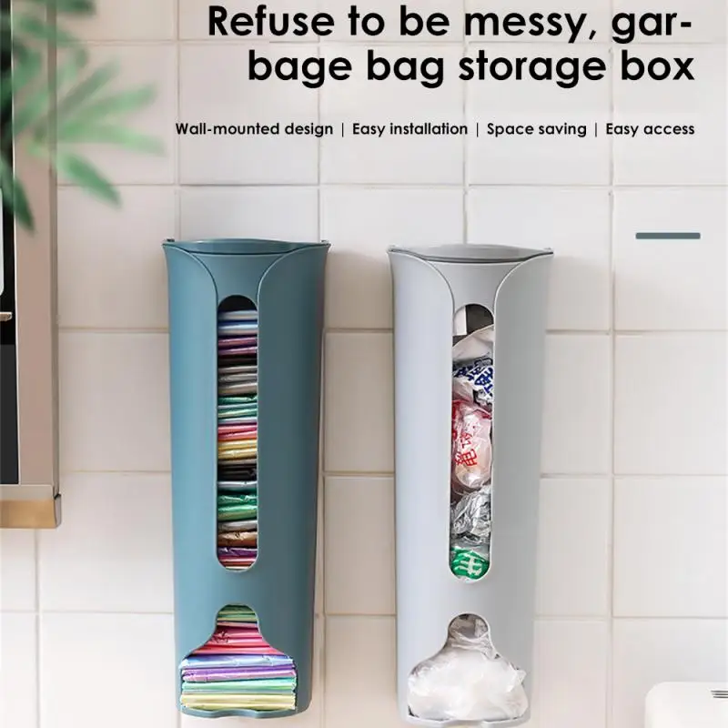 Wall Hanging Garbage Bag Storage Box Kitchen Plastic Bag Holder Organizer Bathroom Trash Bags Dispenser Kitchen Accessories