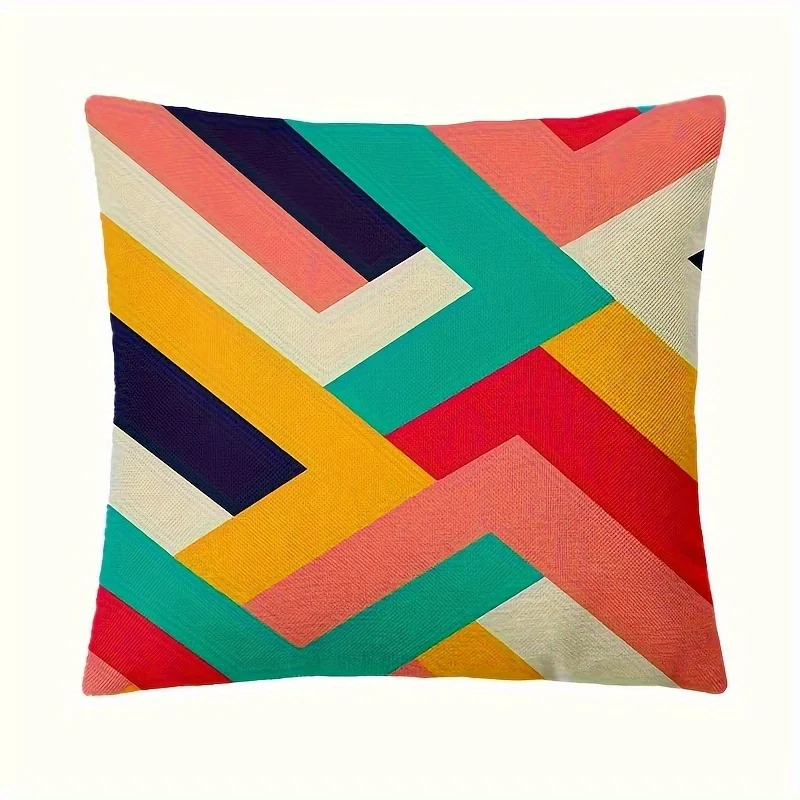 Modern Geometric Abstract Print Pillow Covers Set of 4 Decorative Throw Cushions 40x40cm Pop Art Home Decor