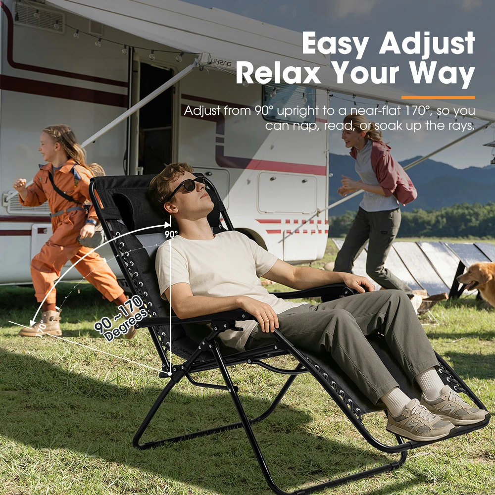Quick Setup Camping Folding Chair Adjustable Portable Camping Chair Camping Lounge Recliner With Cup Holder