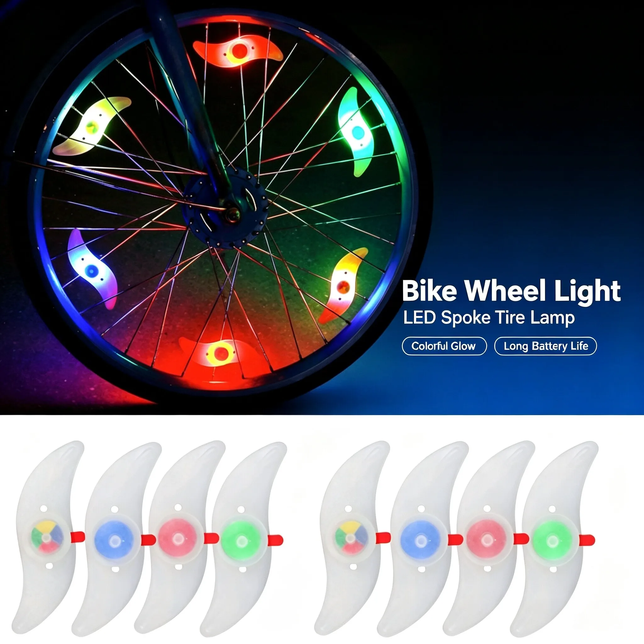 Waterproof Colorful LED Bike Spoke Light 3 Modes Wheel Tire Flash Warning Lamp Easy Install Road Bike Cycling Accessories