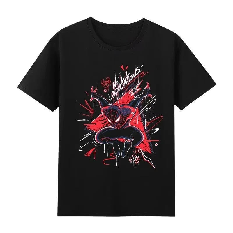 

Spider Man No Expectations Marvel Graphic T Shirt Men Black Cotton Casual Short Sleeve Summer Streetwear Fashion Comic Print