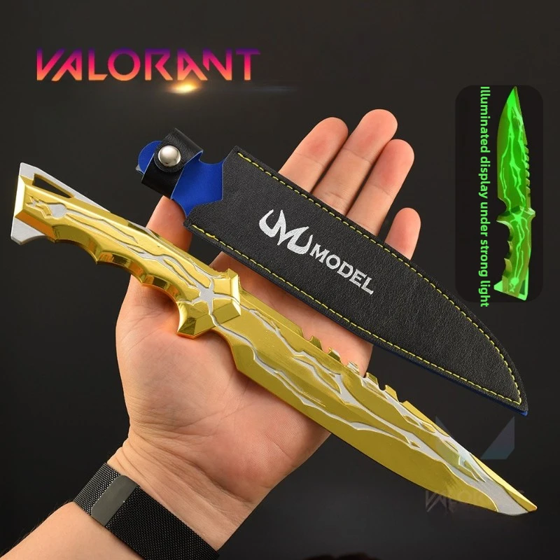 Periférico de juego Valorant, 28cm/11,02 pulgadas, modelo de arma, cuchillo de castigo divino, cubierta de cuero y Metal, versión de adornos de juguete, colecciones