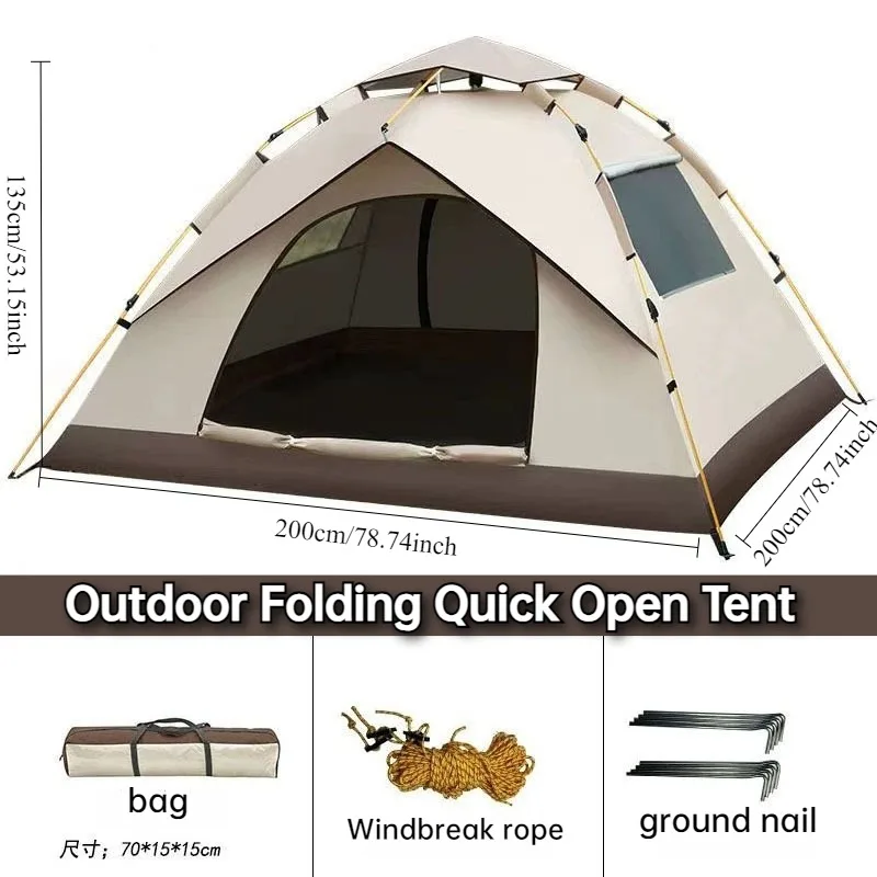 

2026 New 2-4 Person Outdoor Folding Quick Open Tent Camping Tent Waterproof Sunscreen Portable Tent for Camping Beach Tents