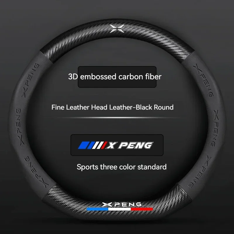 

Carbon fiber Cow Leather Car Steering Wheel Cover Anti-slip Breathable For XPENG P5 P7 G3 G9 N5 F30 H93 BETA Auto Accessories