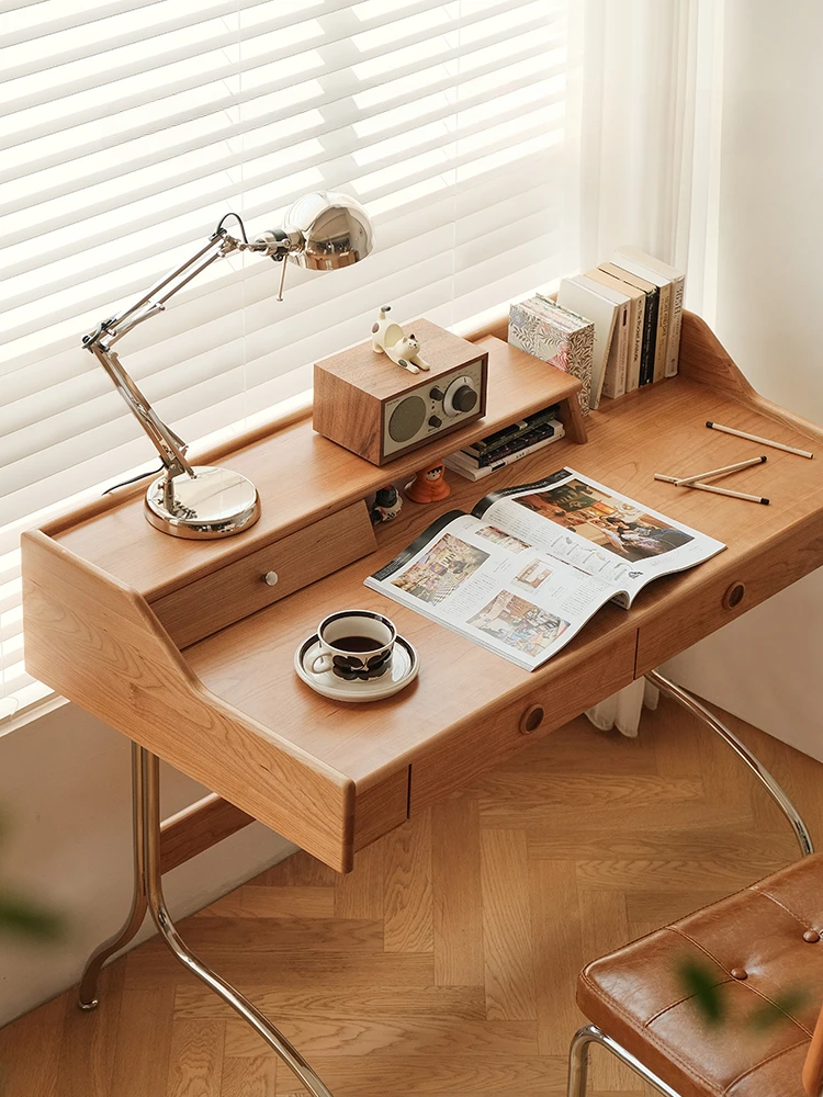 Retro solid wood desk, antique furniture, Japanese writing desk, learning computer desk